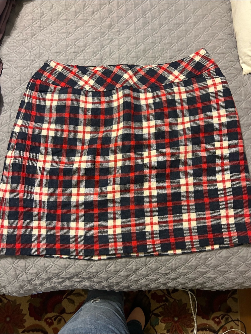 Talbots Red, Navy & White Plaid Mini Skirt